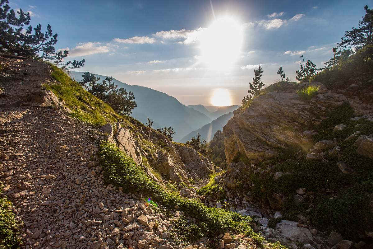 greece brown mountain with grass sunlight